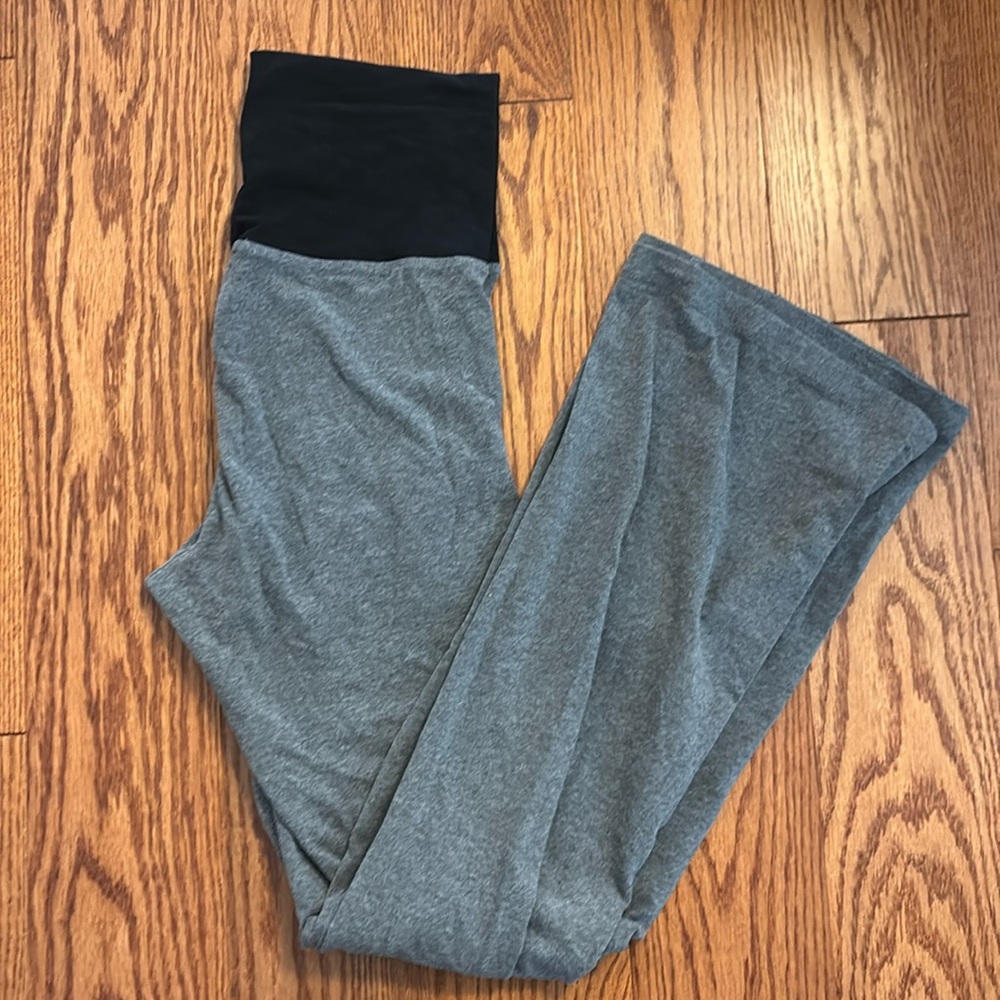 Hard Tail leggings with fold-over top band, flare bottoms